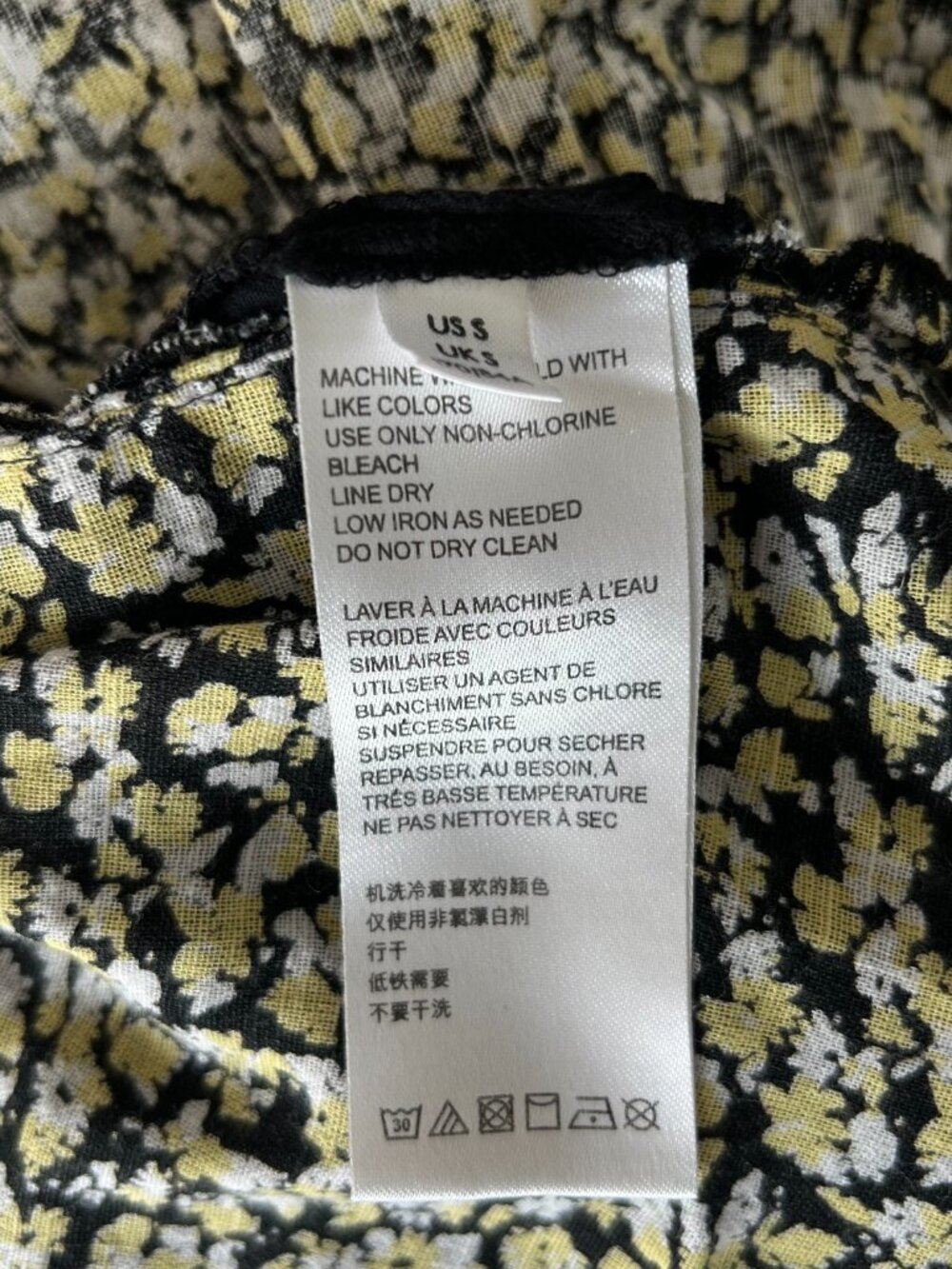Urban Outfitters Hanna Floral Tiered Babydoll Mini Dress Yellow Black S - Picture 6 of 8